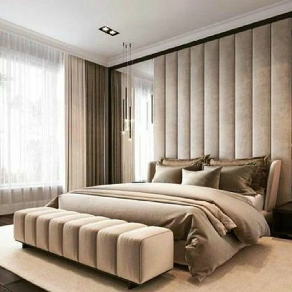 Channel Tufted Wall Panel Headboard Bed
