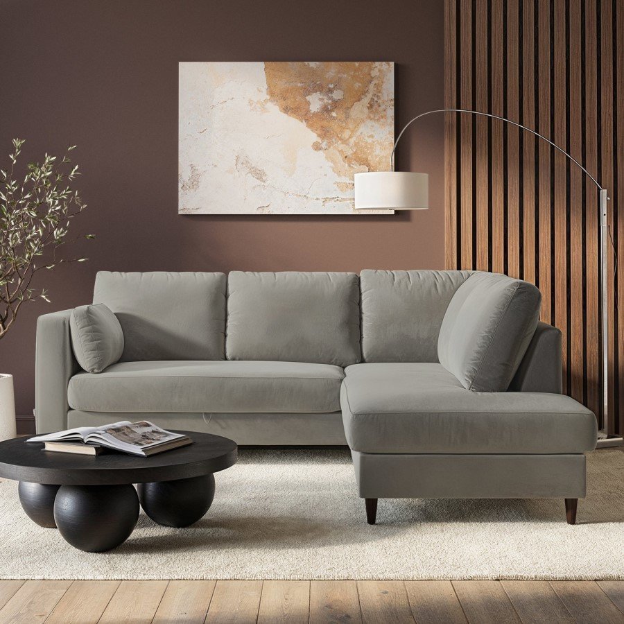 Dusty Grey Velvet Corner sofa - Seats 4