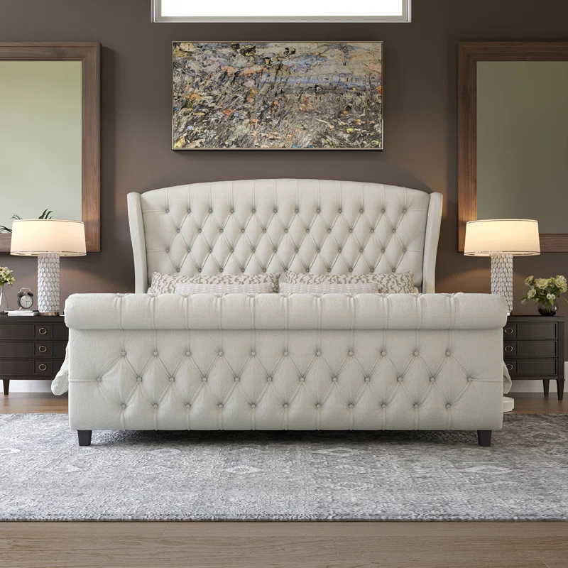 Dulane Velvet Sleigh Bed